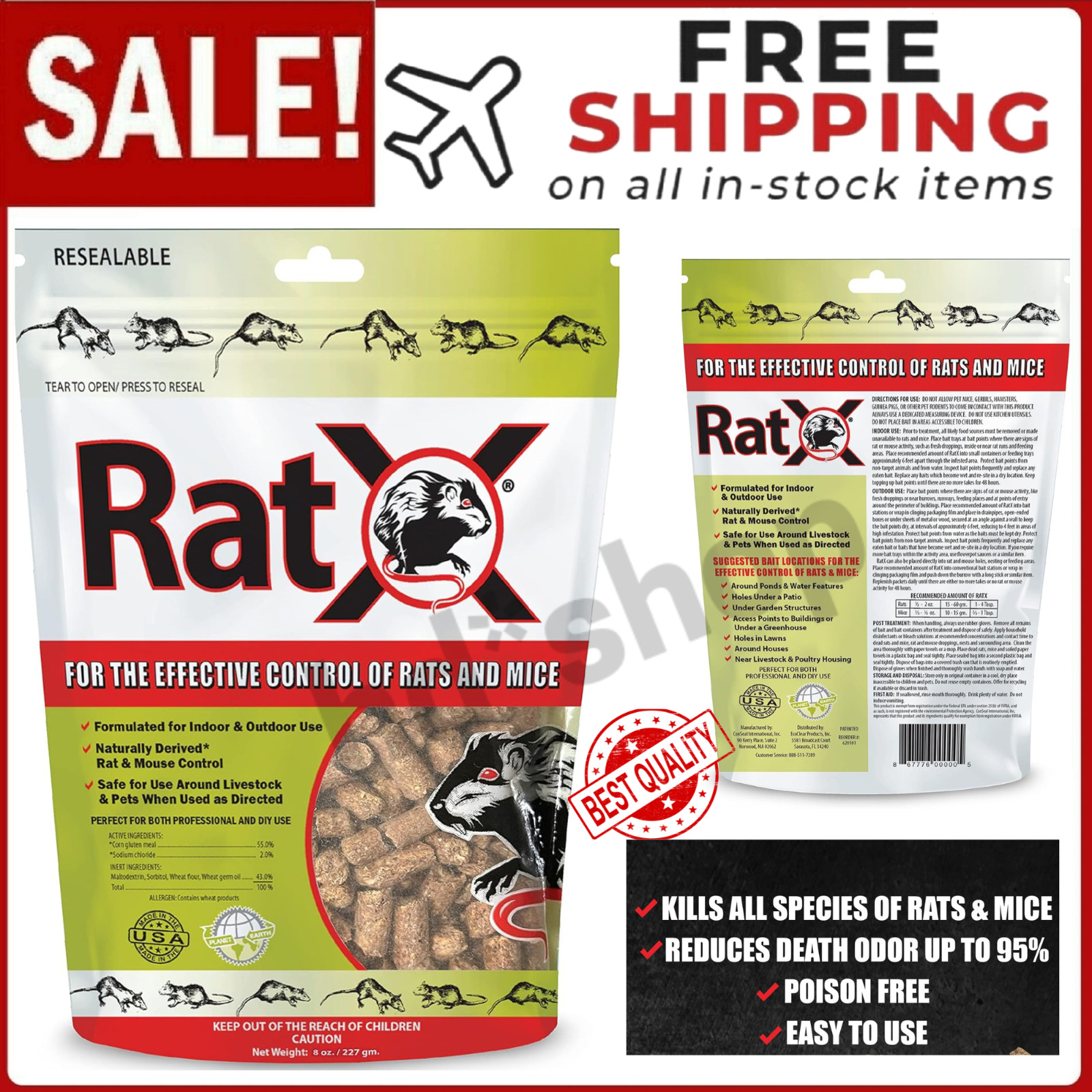 EcoClear Products 620100-6D RatX All-Natural NonToxic Humane Rat and Mice Rodent