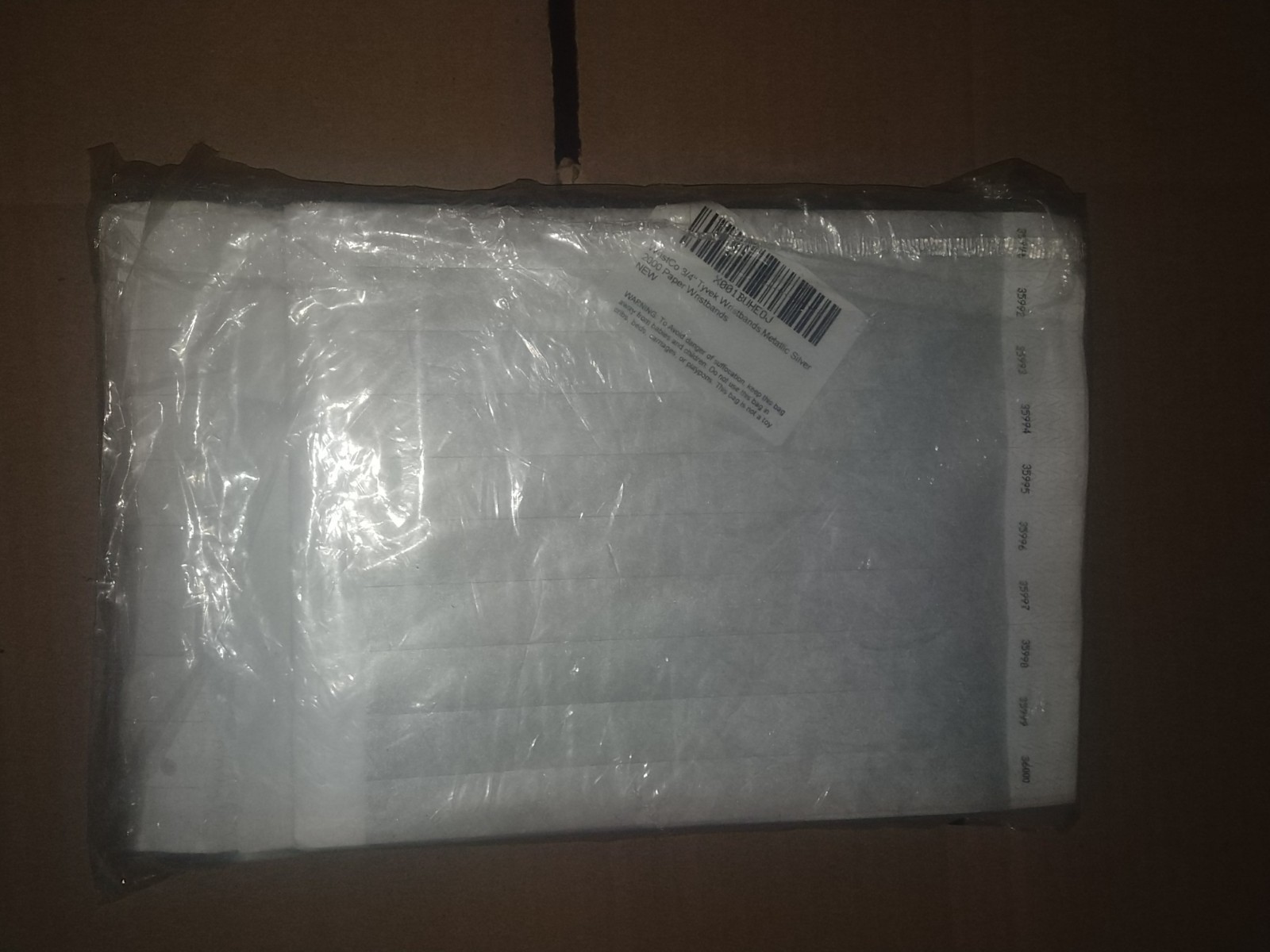 Tyvek Blank Numbered Wristbands Metallic Silver For Concert/Events 2000 Qty