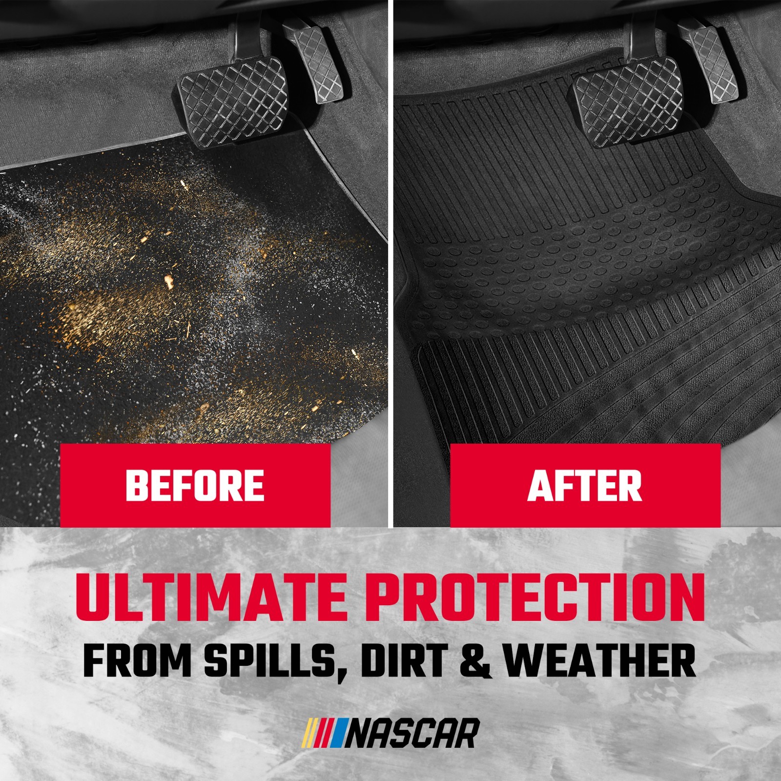 NASCAR Essential Car Floor Mats – 4-Piece Set | All-Weather | Universal Fit