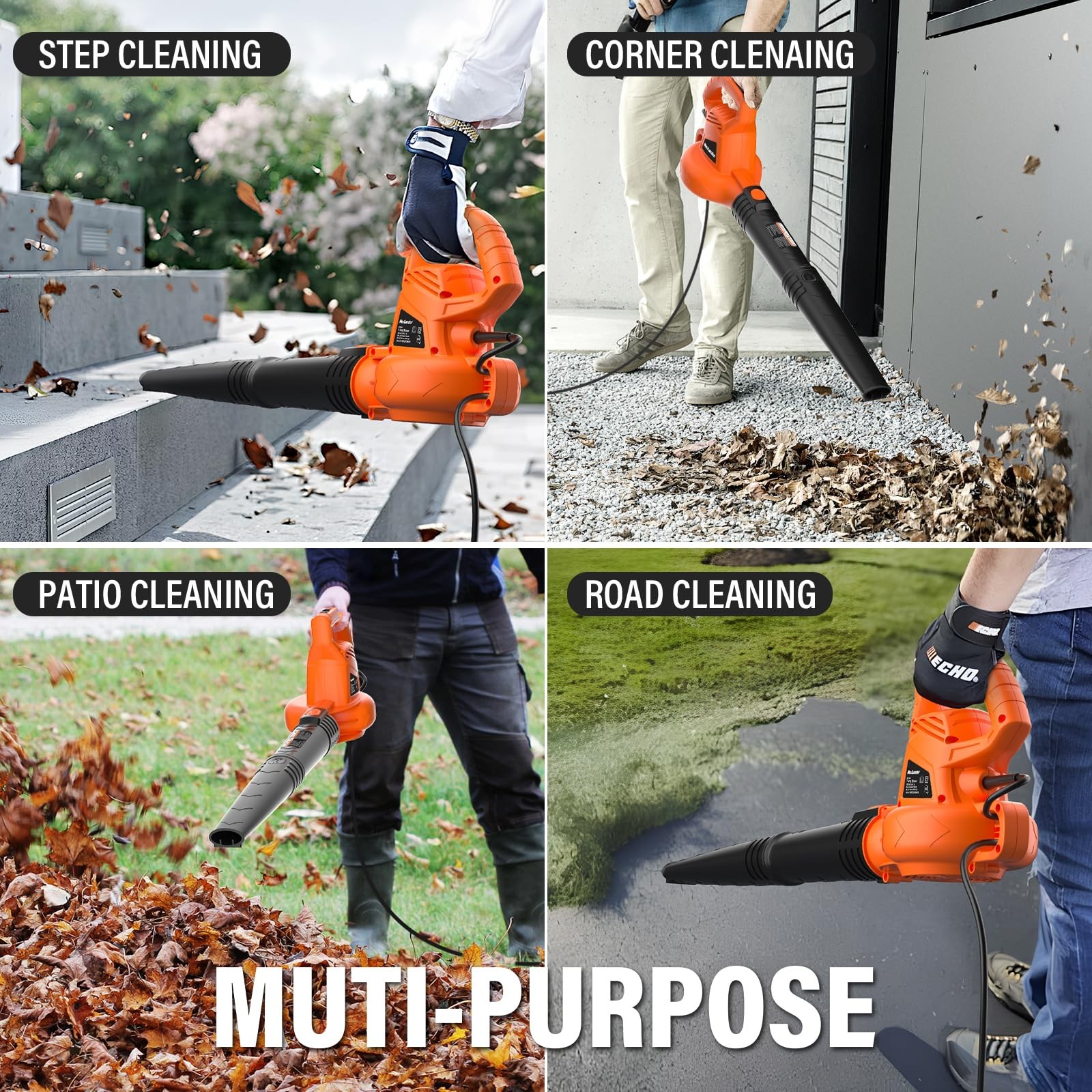 MAXLANDER Leaf Blower Corded, 7-AMP 350CFM/155MPH Electric Orange & Black