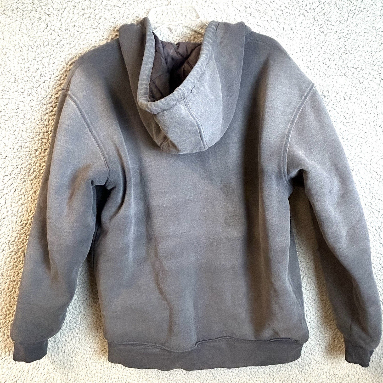 VTG Dickies Mens Full Zip Hooded Quilted Faded Workwear Hoodie Size M Distressed