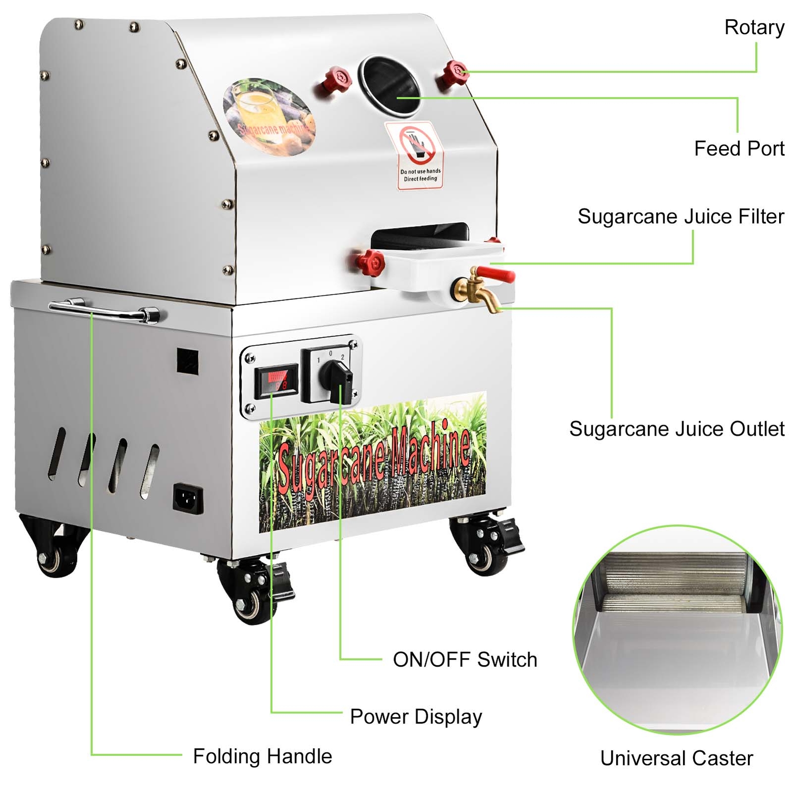 Commercial Sugar Cane Juicer Press Machine 304 Stainless Steel Juicing Machine