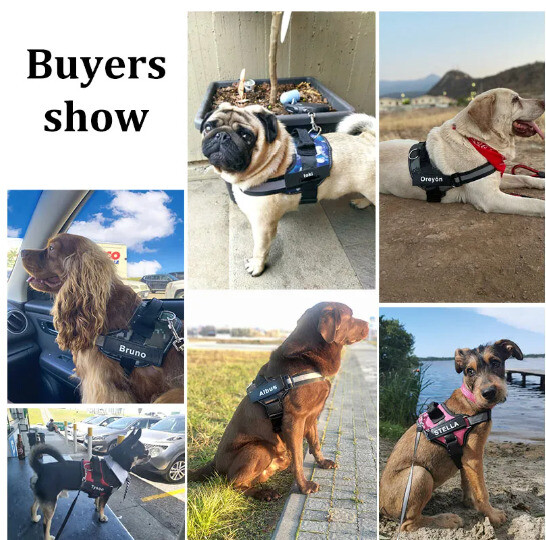 Reflective Service Dog Vest Harness, Woven Nylon with Adjustable Straps XS-XXL