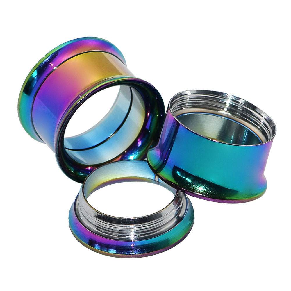 Ear Gauges Ear Plugs Stainless Steel Screw Flesh Tunnels Hollow Earskins - 2PCS