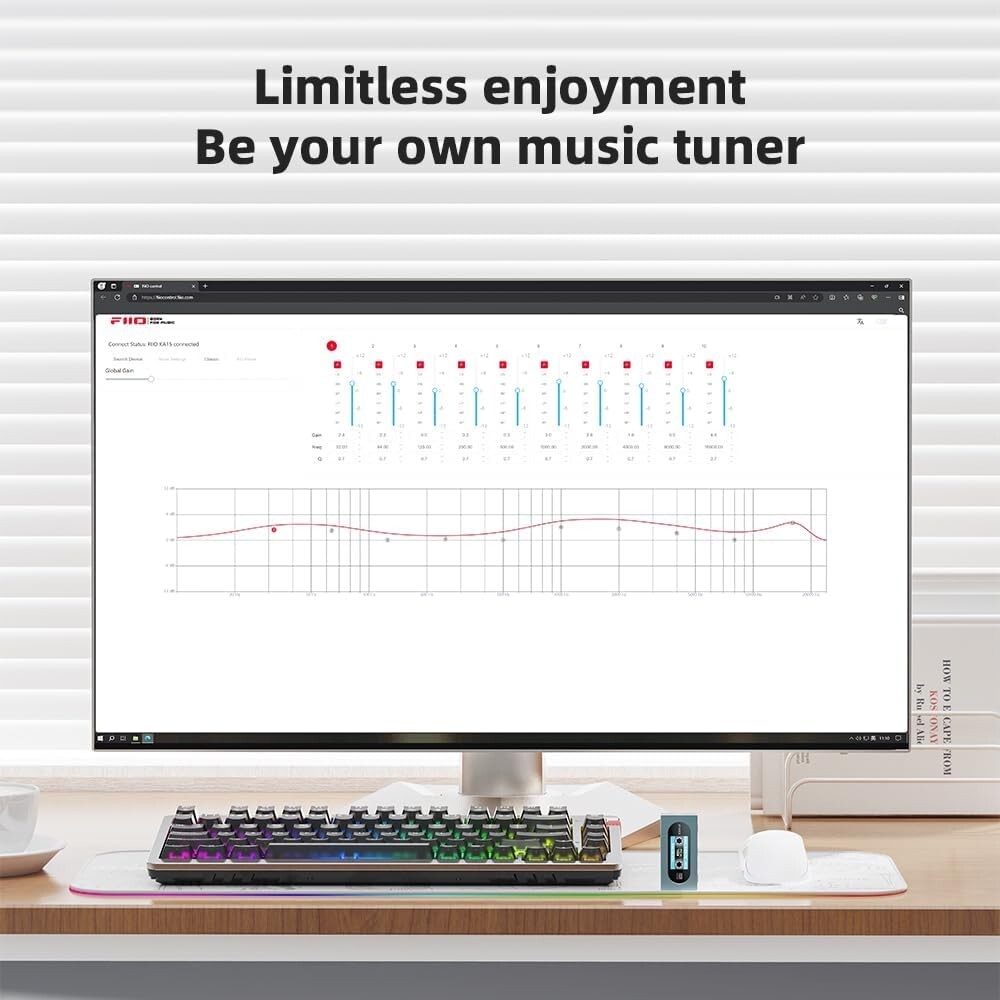 FiiO KA15 Headphone Amp, Portable USB DAC Dongle w/4.4 & 3.5mm (Midnight Black)