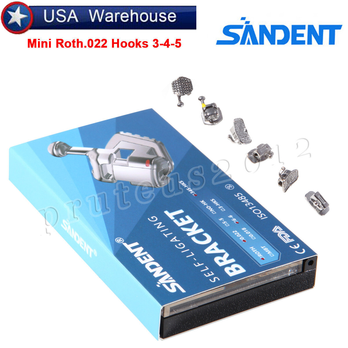 10 Packs Dental Self-Ligating Brackets Orthodontic Roth 0.022 345Hook Bracket