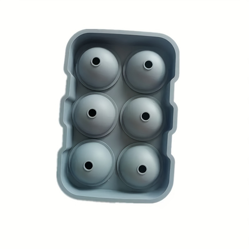 1 Large 6-Cube Ice Tray with Easy-Release Design Round Silicone Ice Cube Tray