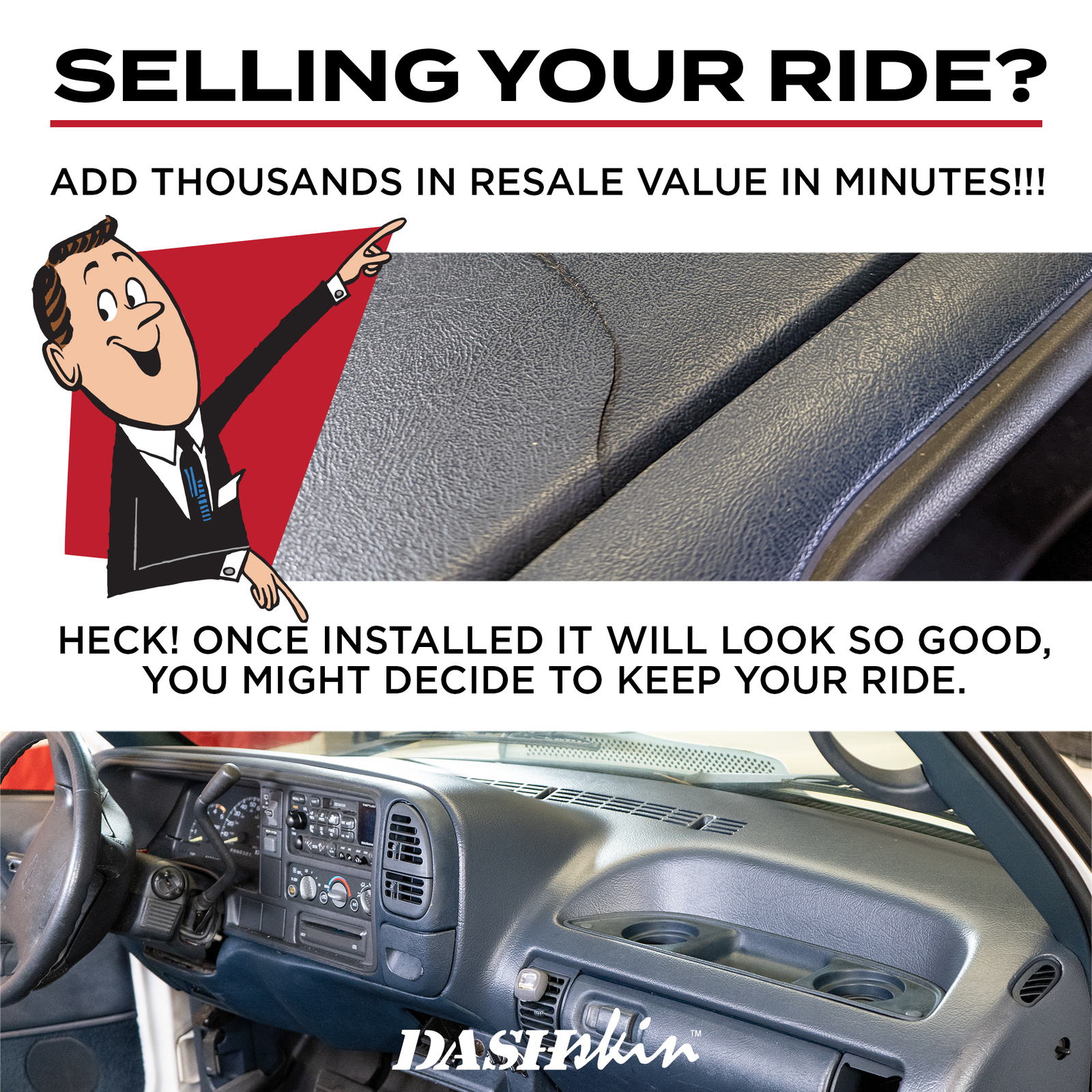 DashSkin Molded Dash Cover for 1995-1996 GM Trucks w/Pass Cupholder in Grey