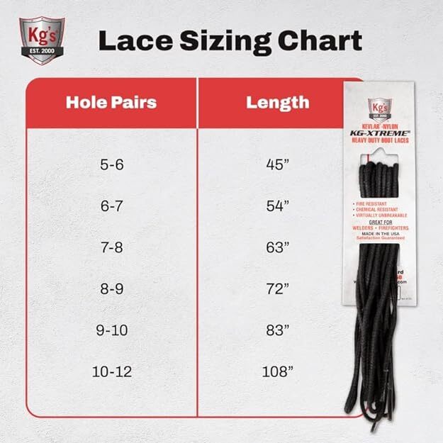 KG's Boot Guard KG-EXTREM made w/Kevlar Heavy Duty Chemical & Fire Re Boot Laces
