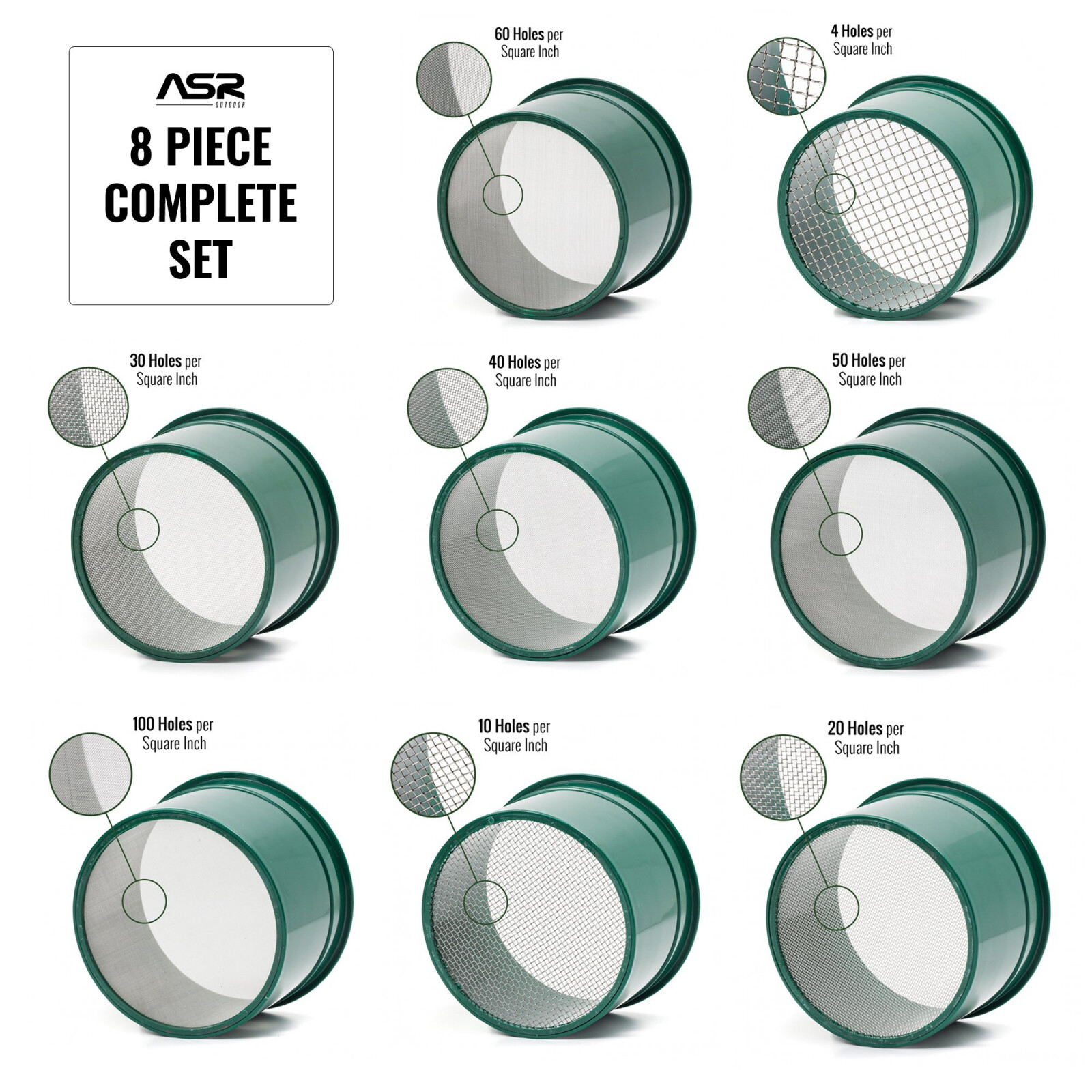 ASR Outdoor 8pc Gold Panning Classifier and Prospecting Pan Set