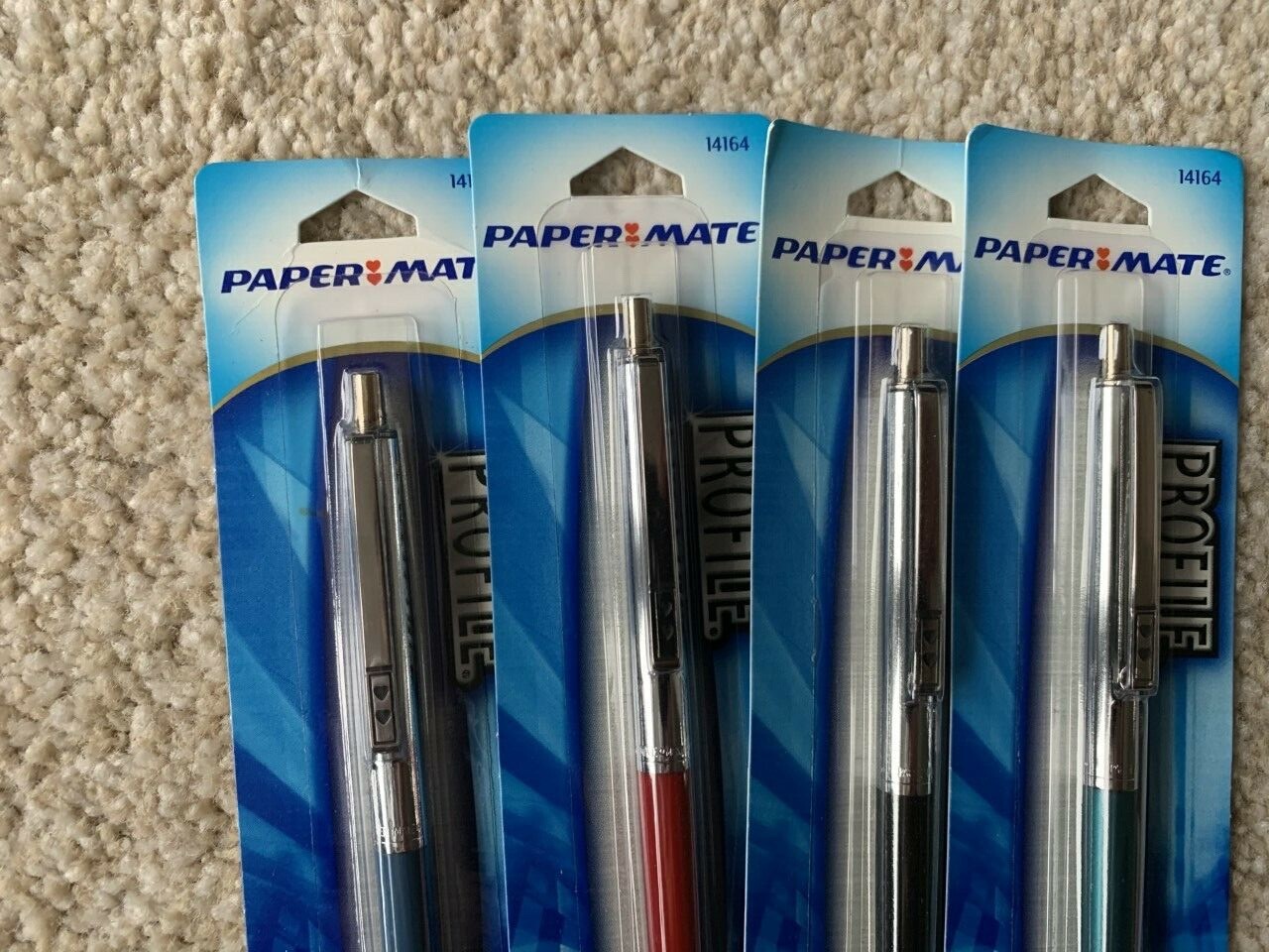 PAPERMATE 14164 PROFILE SLIM PEN ,1-BLK,1-BL,1-RED,1-TEAL,Blk Ink-Med BallPoint