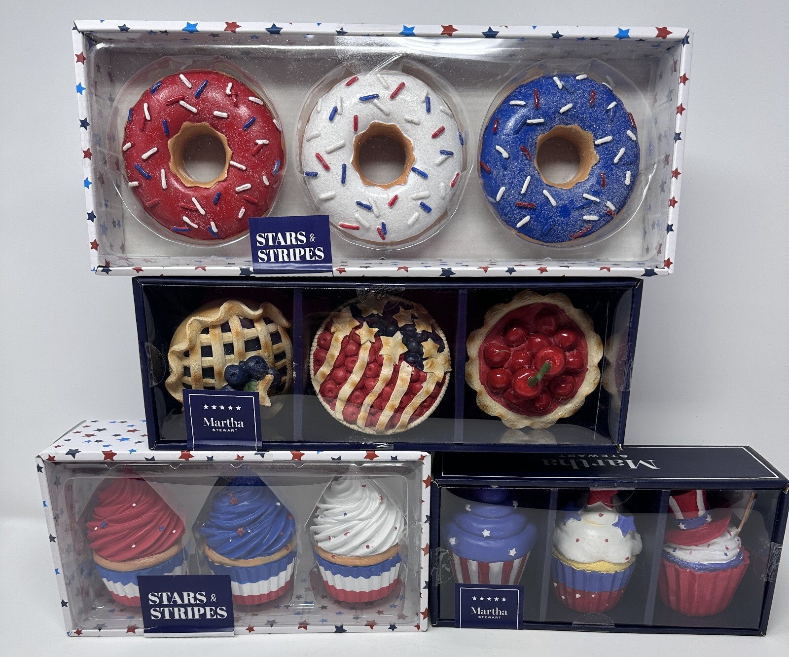 4th of July, USA, Patriotic Faux Donuts, Pies, or Cupcakes, Sold Indi. NEW