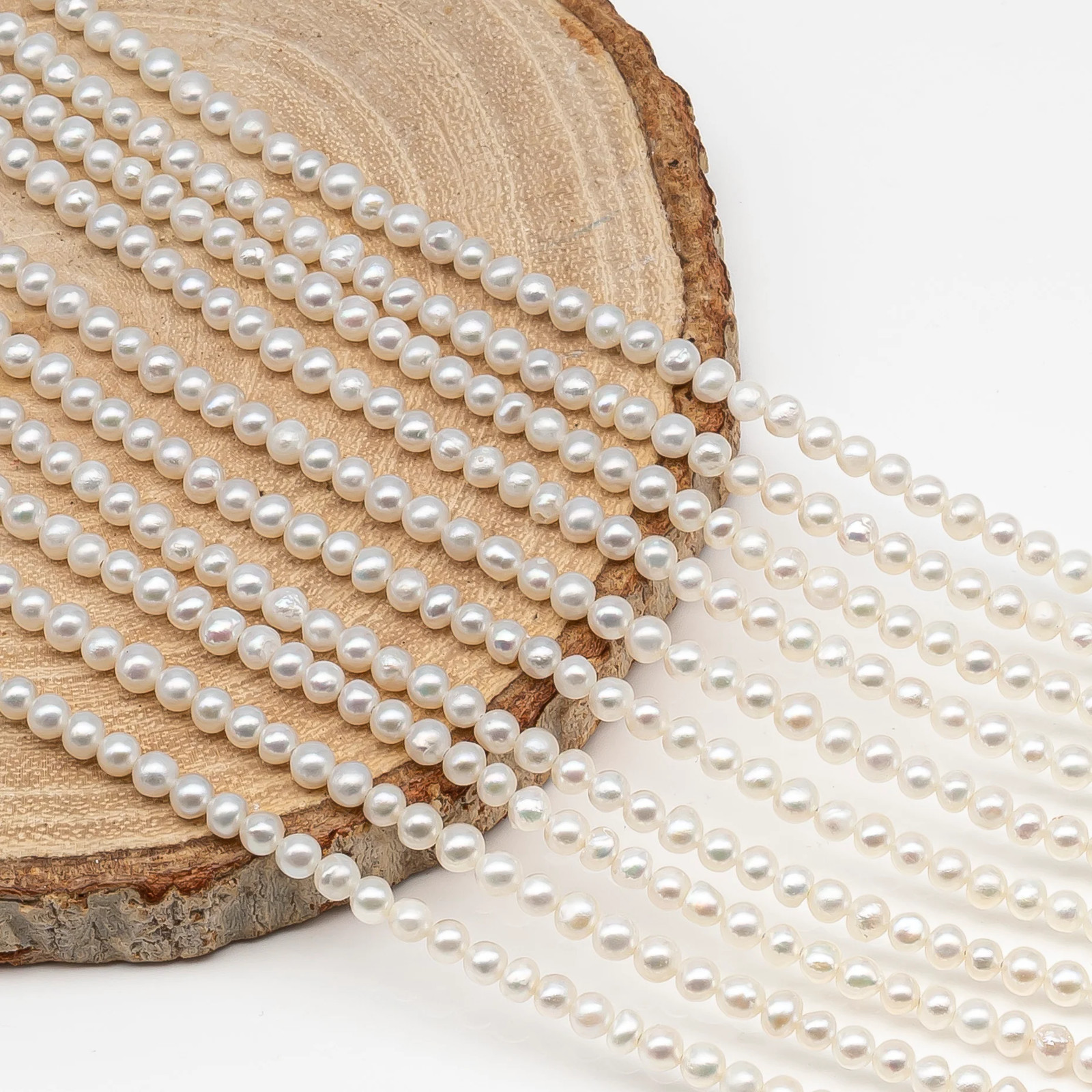 2.5-3mm or 3-4mm Freshwater Pearls Near Round Pearl Beads, White Color, Seed Pe