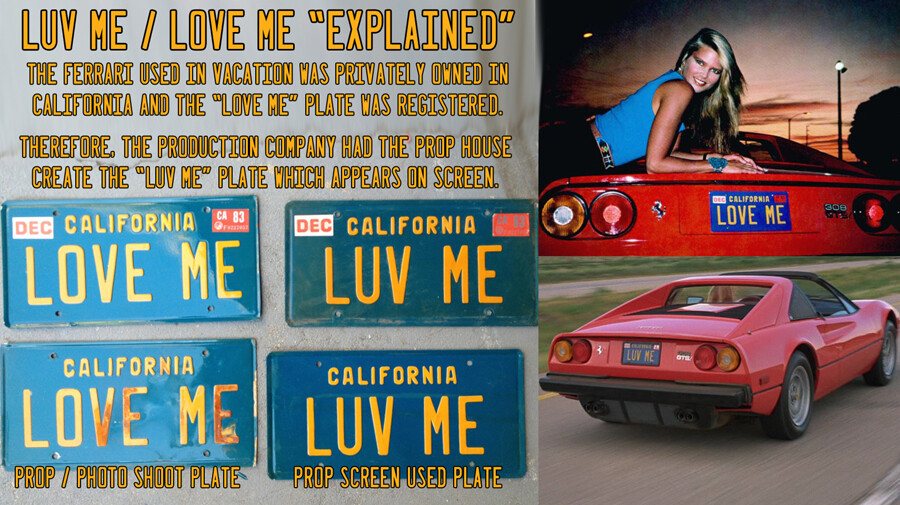 Vacation | Christie Brinkley Ferrari | LUV ME | Metal Stamped Prop License Plate