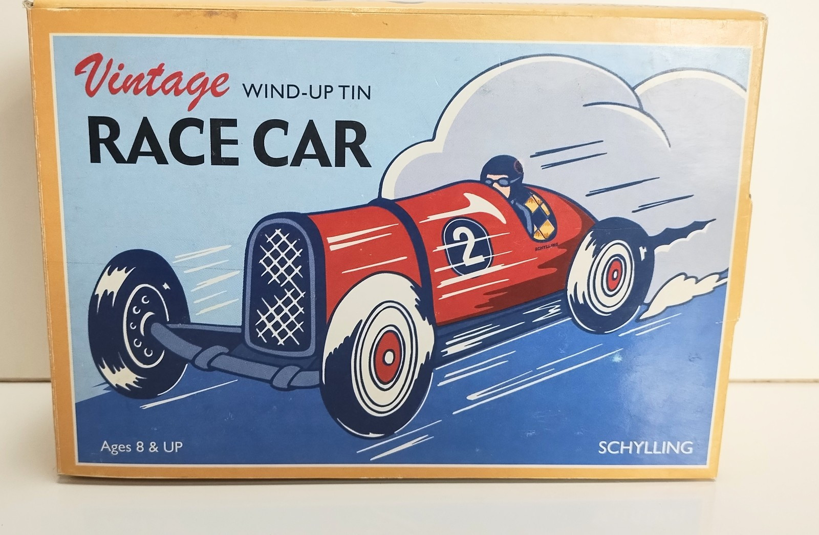 Schylling Reproduction 1950s Vintage Wind-Up Tin Race Car Red # 2 NIB