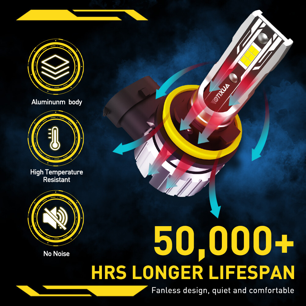 4x AUXITO 9005 H11 LED Combo Headlight Bulbs High Low Beam Kit Extremely White