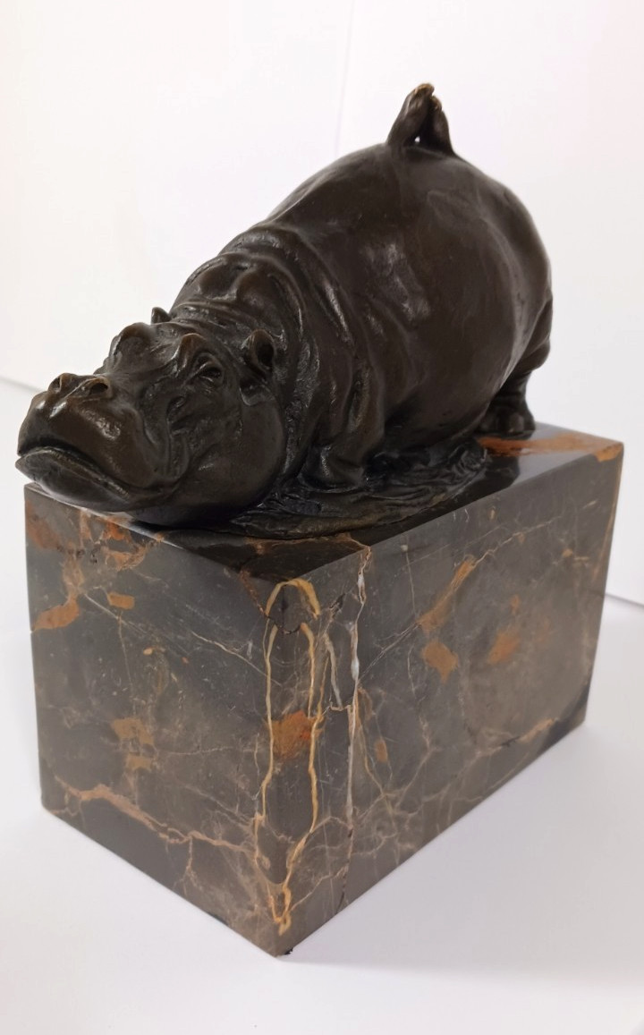 Statue Sculpture hippo Wildlife Art Deco Style Art Nouveau Style Bronze Figurine