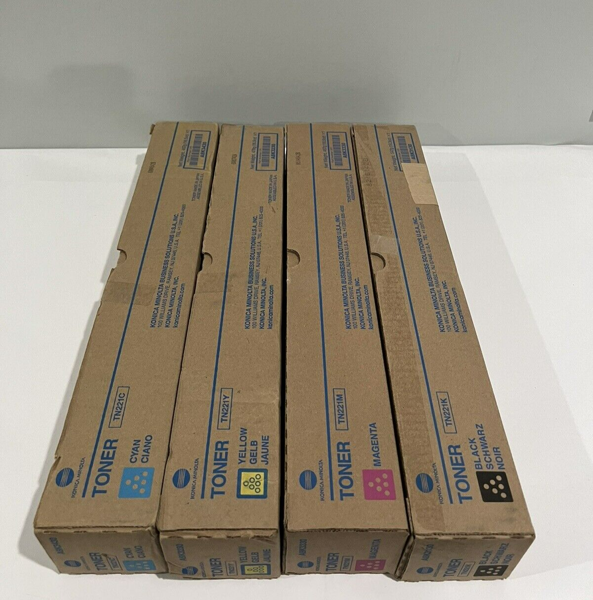 Konica Minolta TN221 CMYK Toner Cartridges Set, Bizhub C227, C287