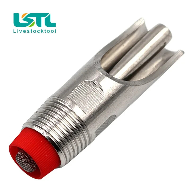 5pcs Stainless Steel Automatic Pig Nipple Drinker, Red Cap, Duckbilled, 1/2 inch