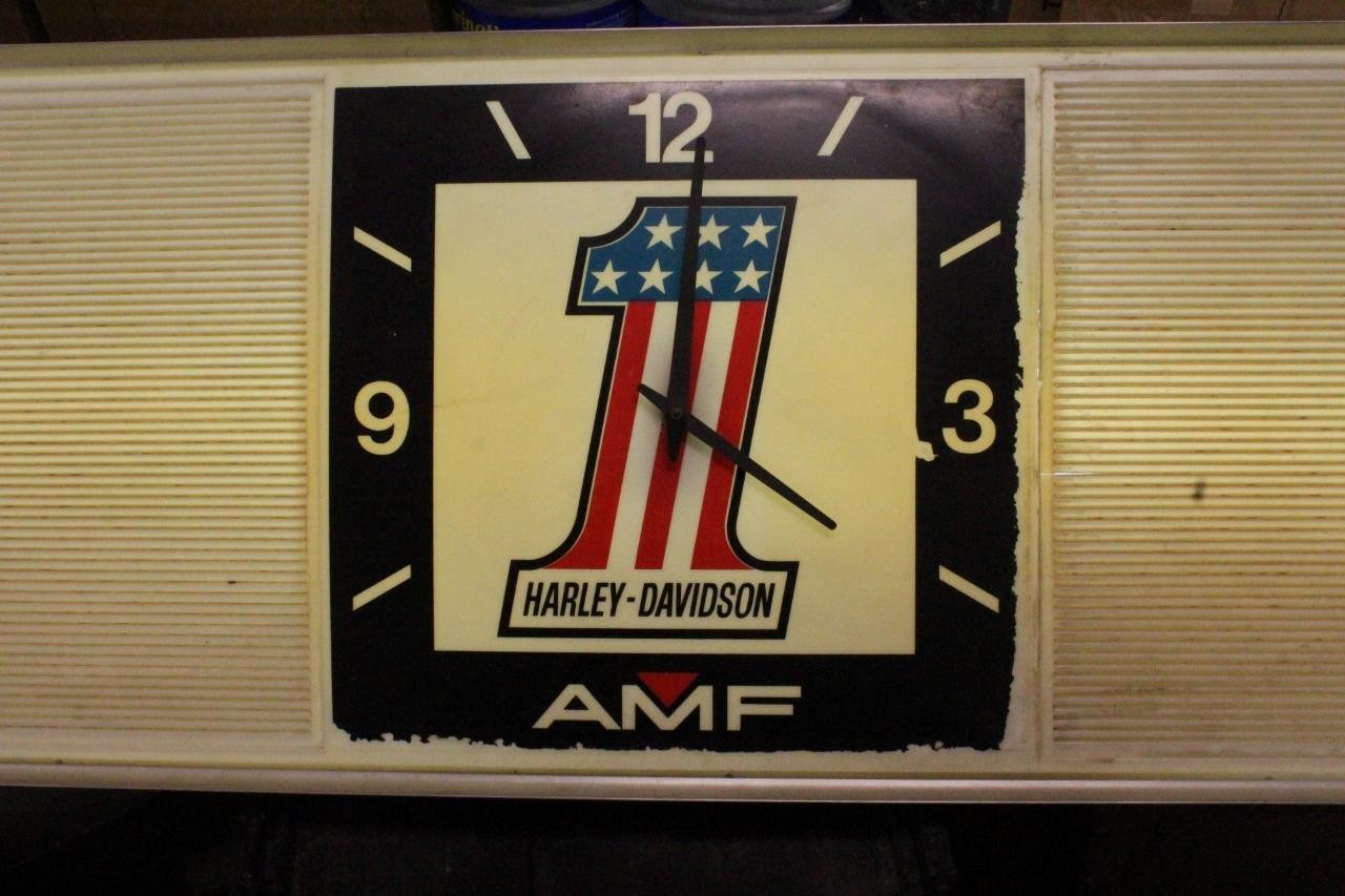 Vintage 1970s Harley Davidson AMF #1 Clock Menu Board Sign Sportster Chopper