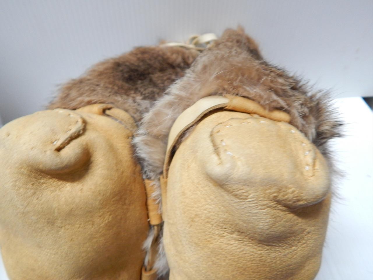 VINTAGE CANADIAN NORTHERN CREE INDIAN HI TOP BEADED BUTTERFLY MUKLUKS MOCCASINS