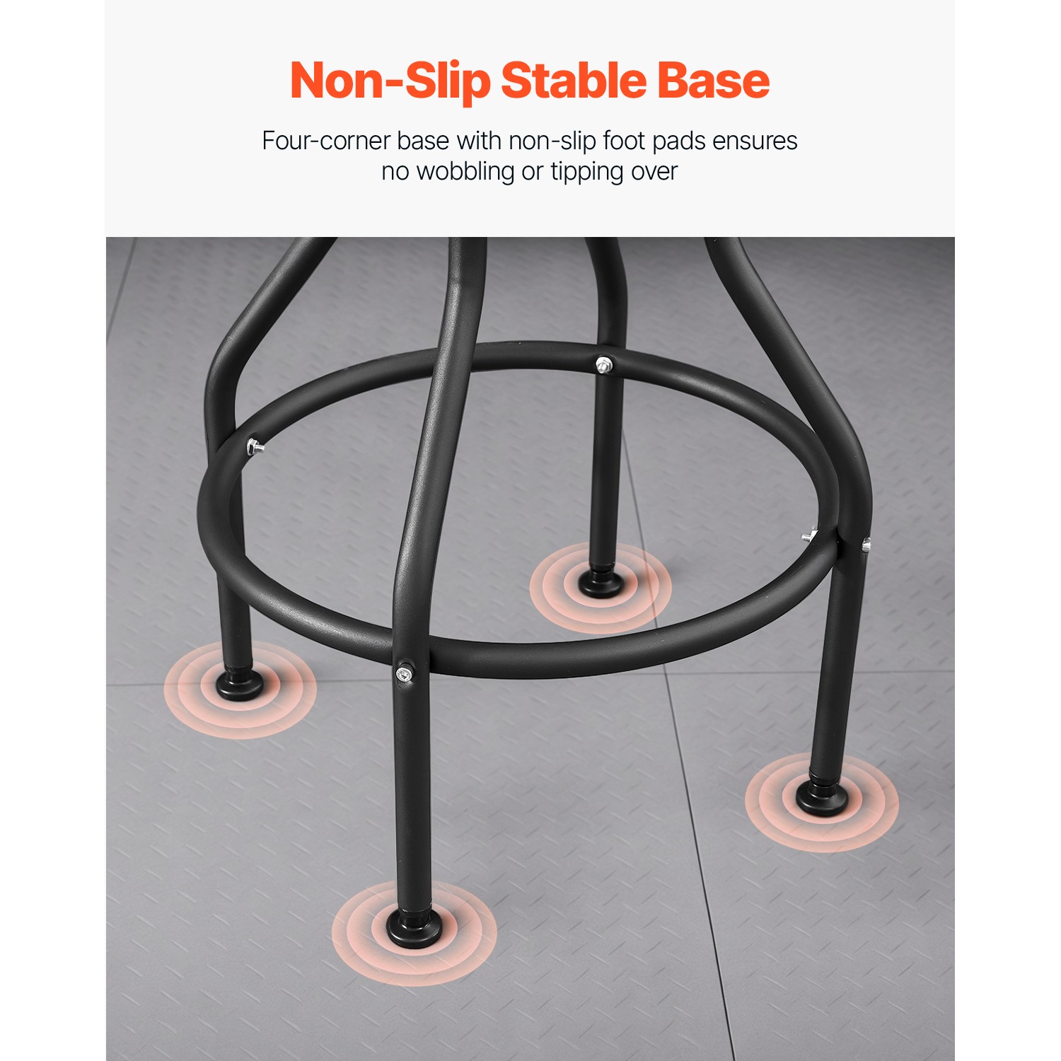 Shop Stool Adjustable Height Garage Work Seat 300 lbs Load with Backrest