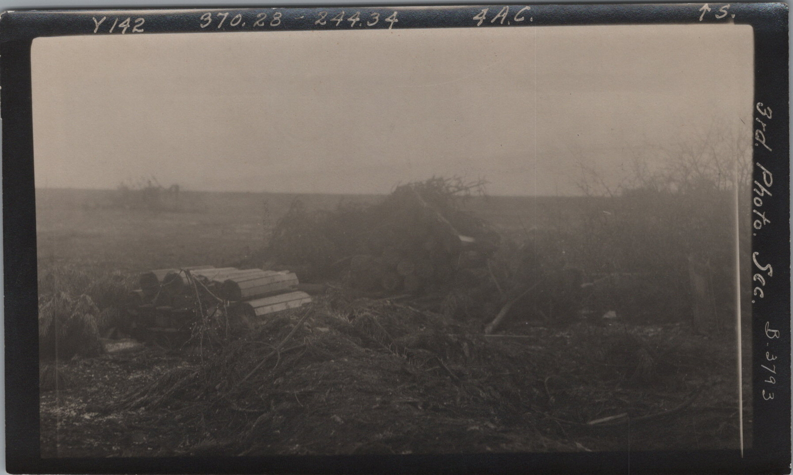 WW1 1918 Western Front Landscape Logs Military Encampment 1918 Original Photo