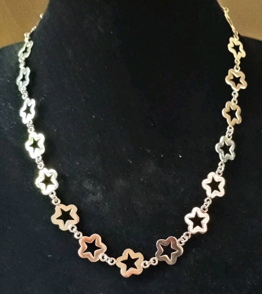 Taxco Mexico 21 Celestial Star Links Chain 21" Necklace 19g 925 Sterling Silver