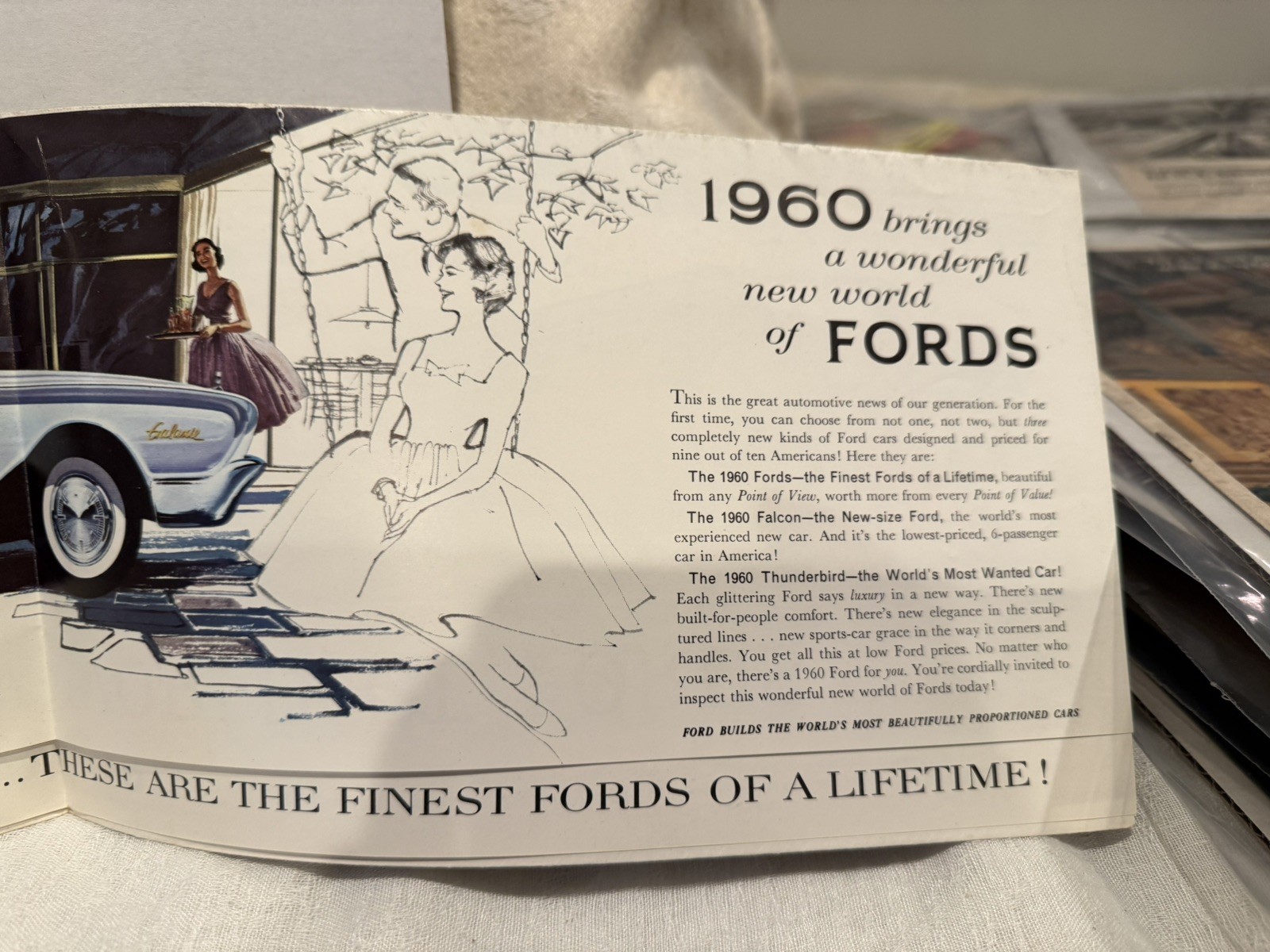 1960 Ford Dealership Brochure Opens to Poster Size of All 1960 Ford Cars Made