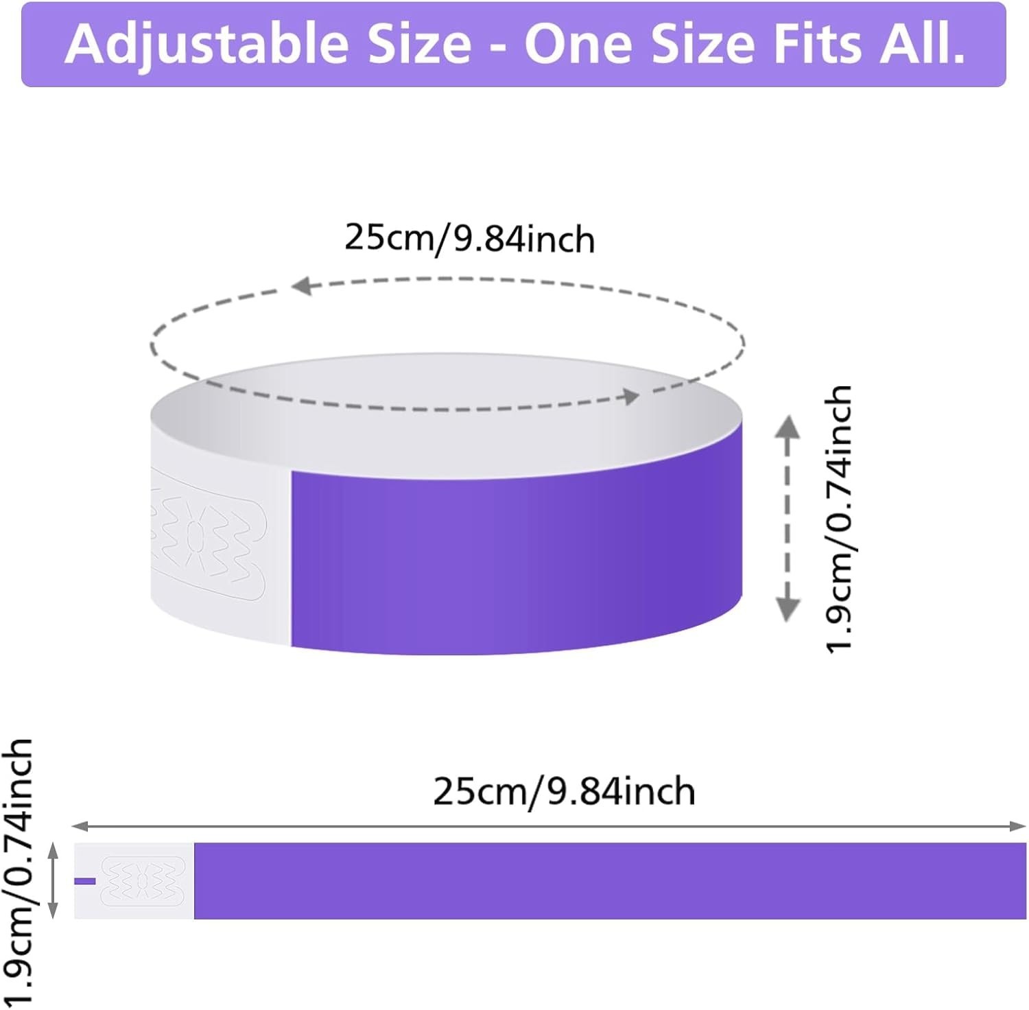 Lightweight 200 PCS Purple Paper Wristbands - Ideal for Concerts & Festivals