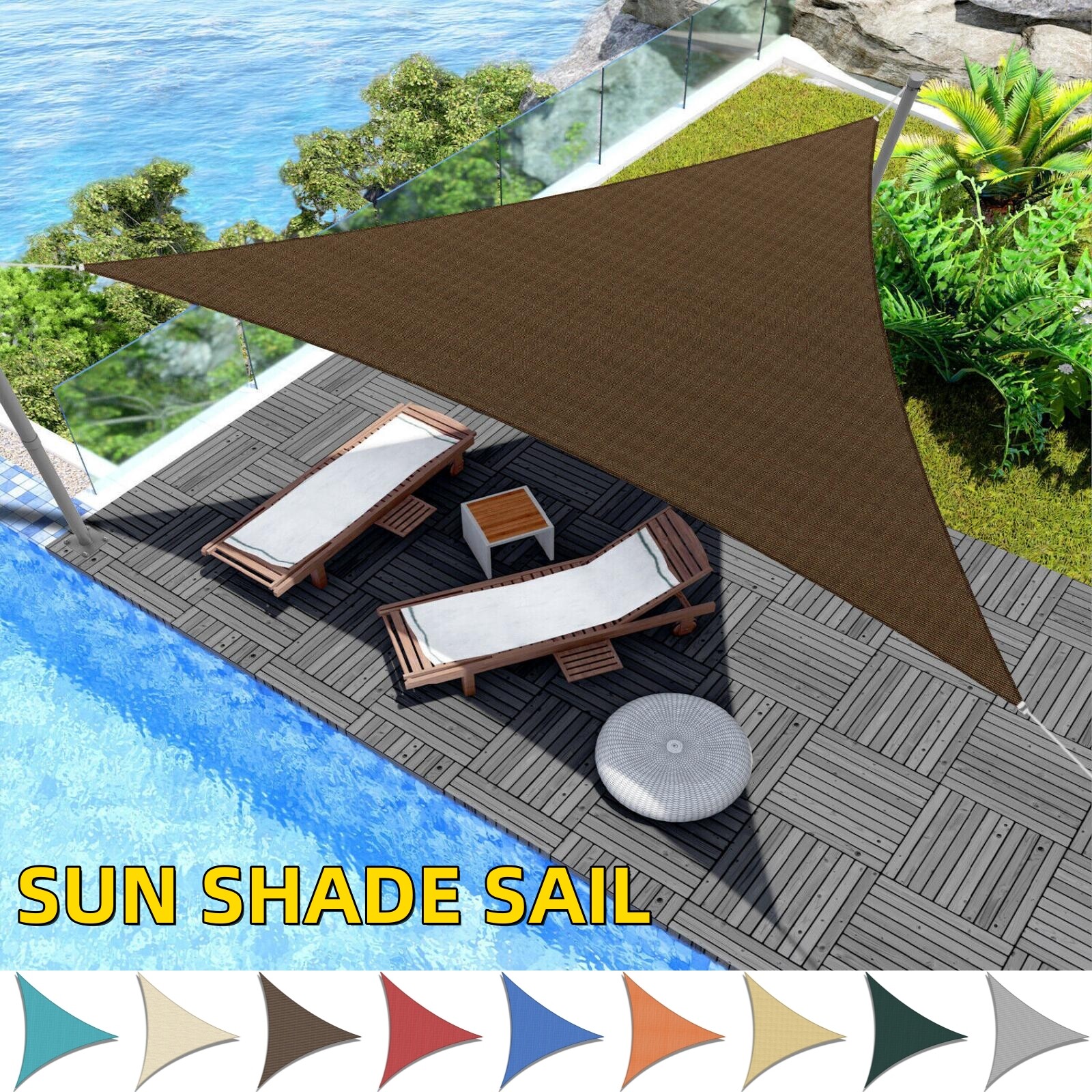 Sun Shade Sail Triangle Canopy Cover UV Block Sunshade Yard Deck Patio Outdoor