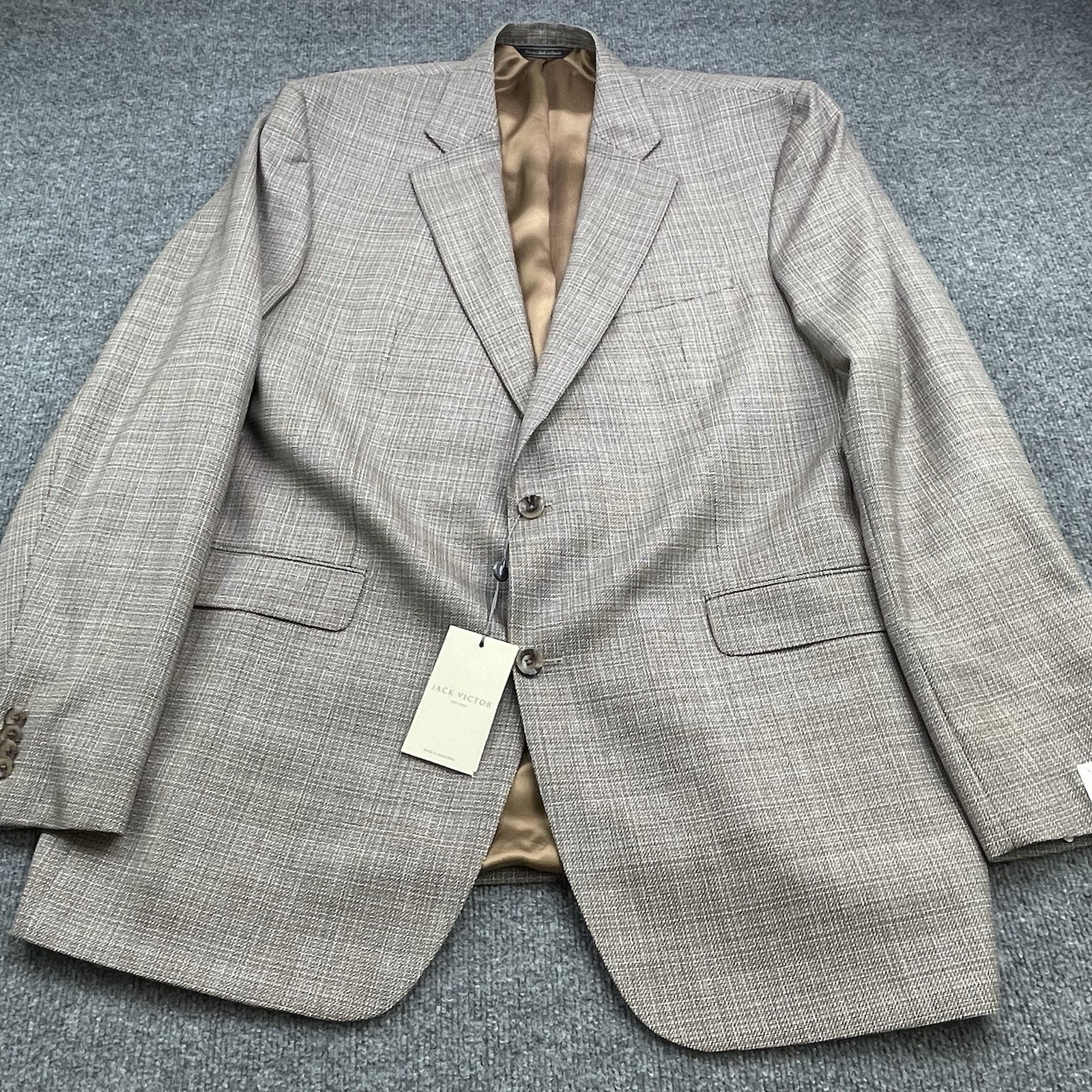 Jack Victor Luxor Sport Coat Super 110’s Wool Tan Men’s Size 48 X-Long 648$ NWT