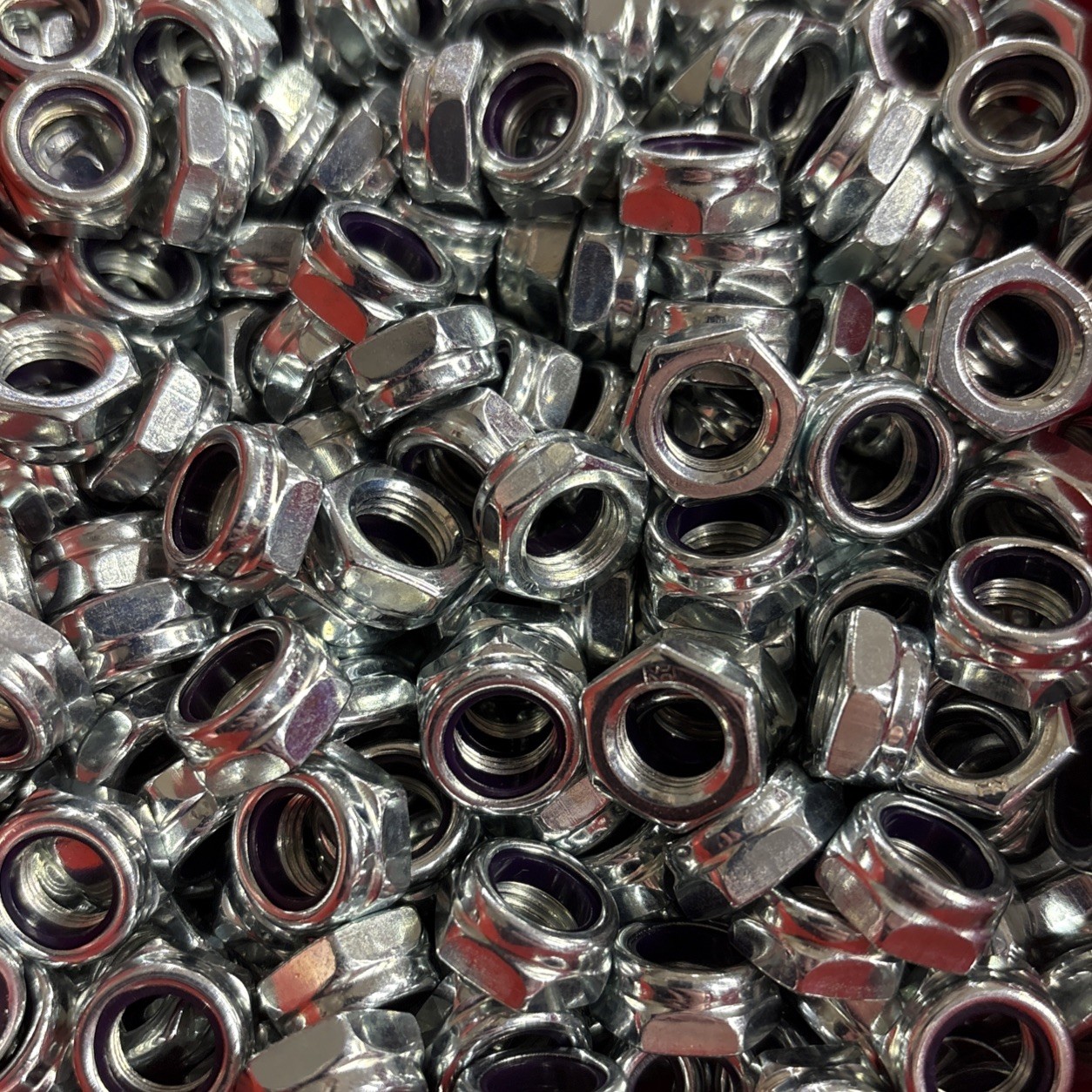 Steel Nylon Insert Locknuts- 7/16"-20 Thin Height- Zinc Silver- Lot of 100