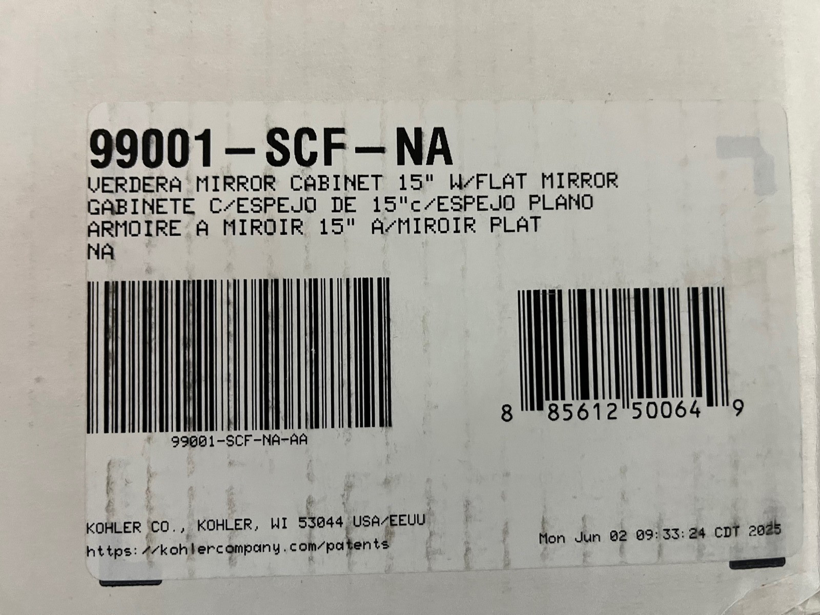 KOHLER Verdera 15 x30 Surface/Recessed Aluminum Medicine Cab Model #99001-NA