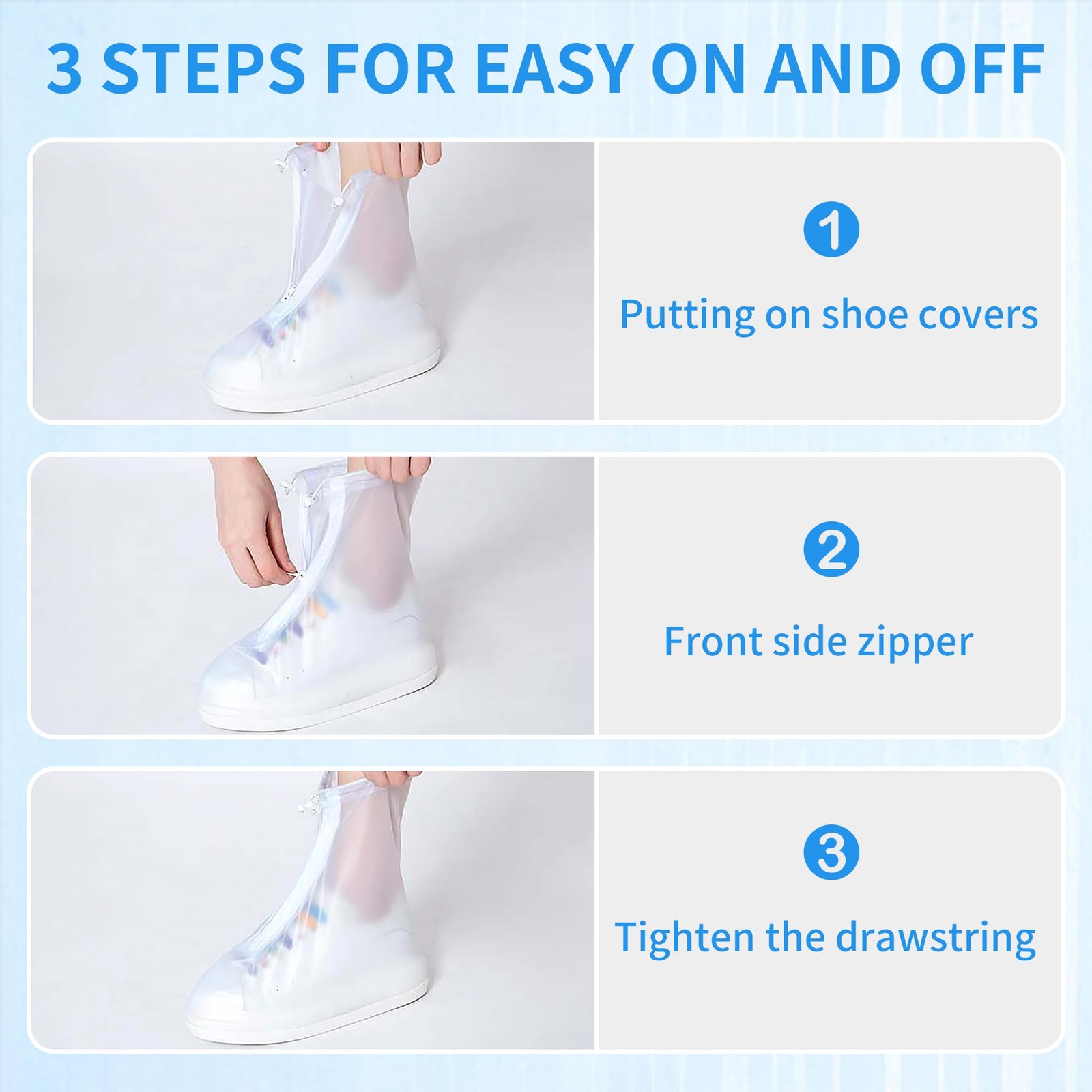 Fundas reutilizables para zapatos de lluvia, impermeables, con cremallera