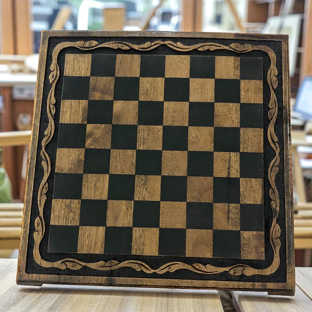 Vintage Chess Board Set Handmade Walnut Wood Staunton Pieces 14.2" Gift for Son