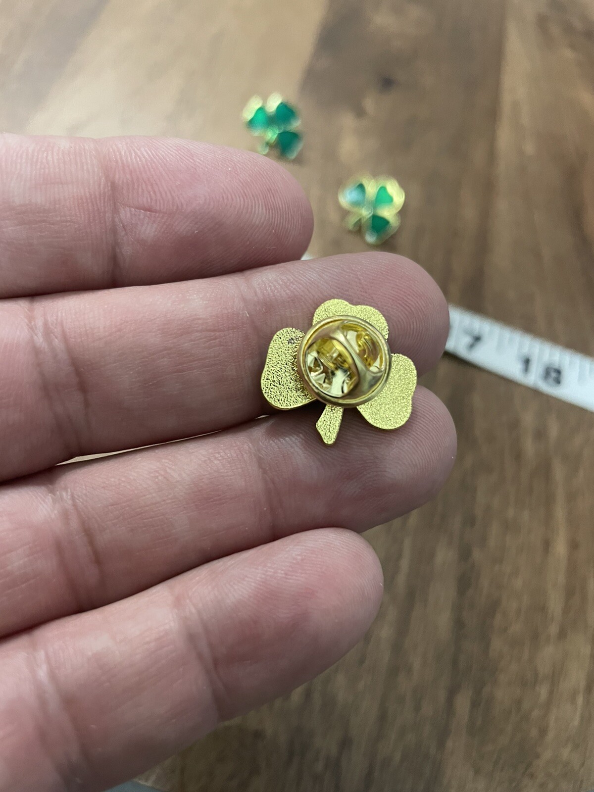 Shamrock Clover Pin Set Three Leaf Green And Gold Pin St Patrick’s Irish Luck