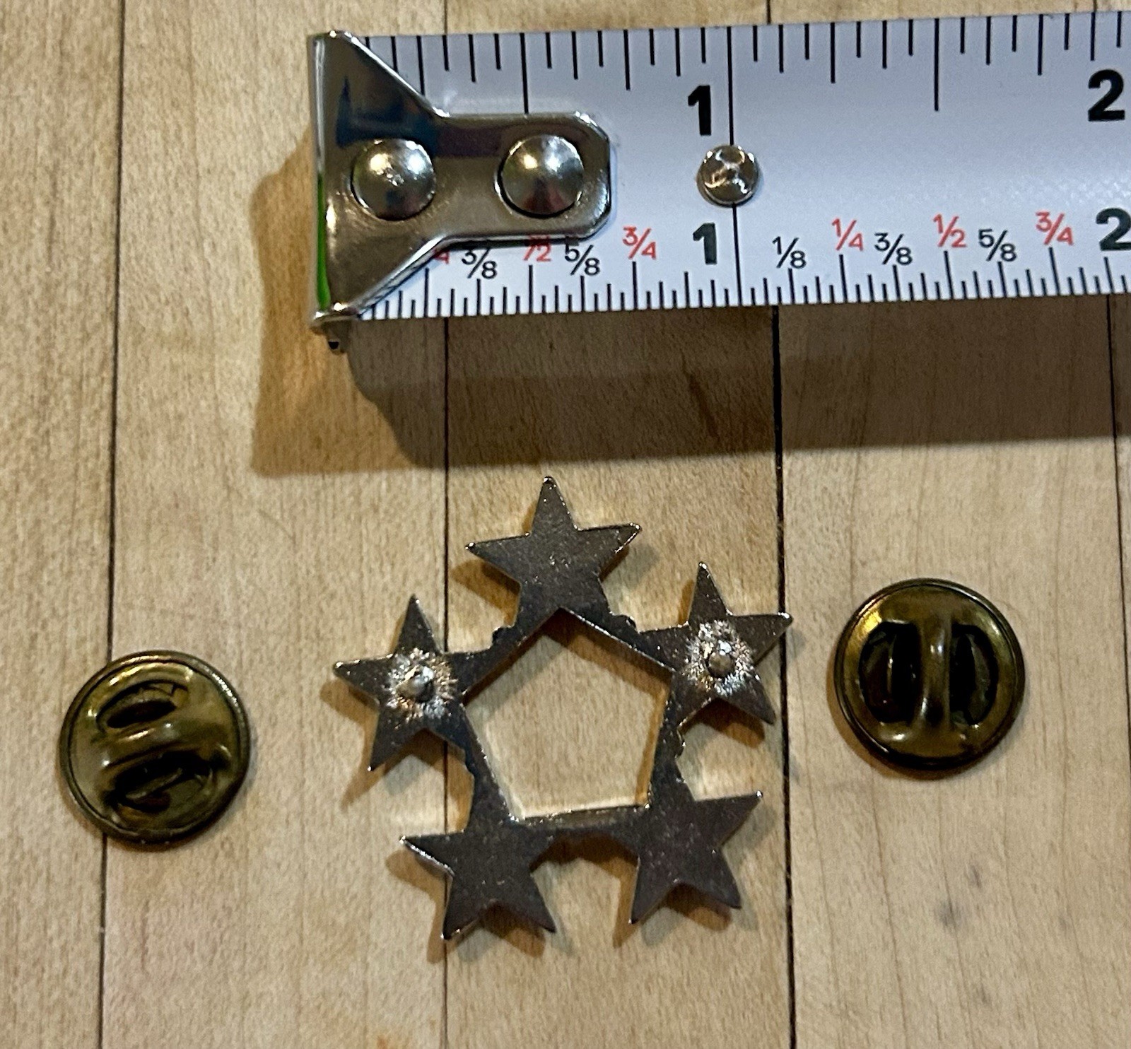 US Military Army Officer 5 Star General Rank Badge Pin Silver Tone Clutch Back