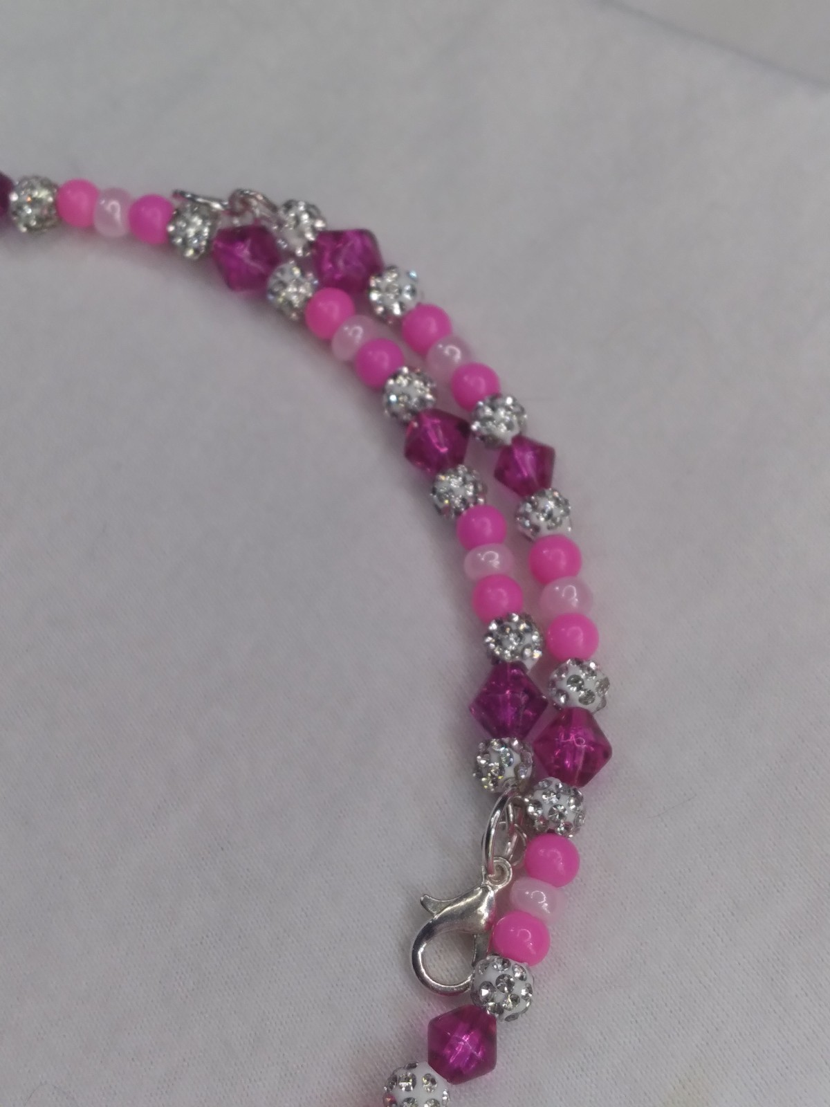 Handcrafted Beaded Pink Polymer Clay Pendant Memory Wire Choker Earring Set