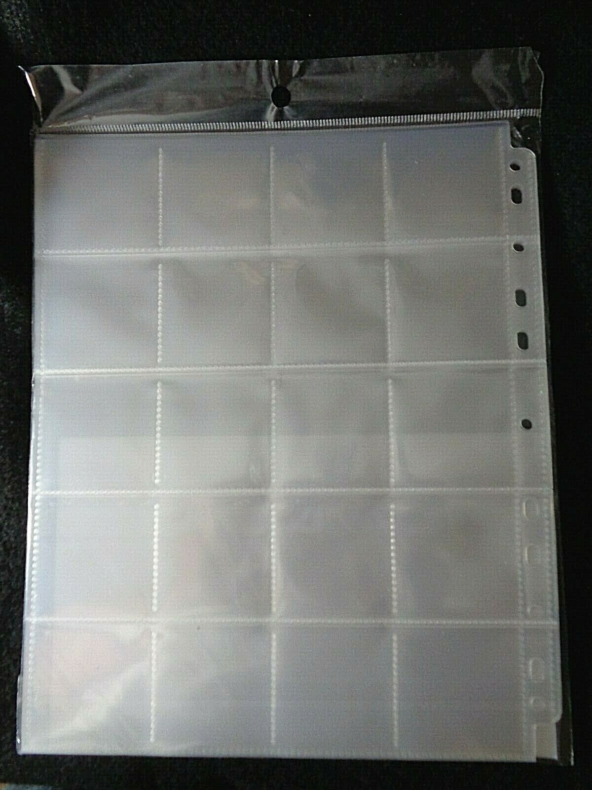 1 Pack of 10- 20 Pocket 2X2 Vinyl Note Book Pages. For Coin Flips