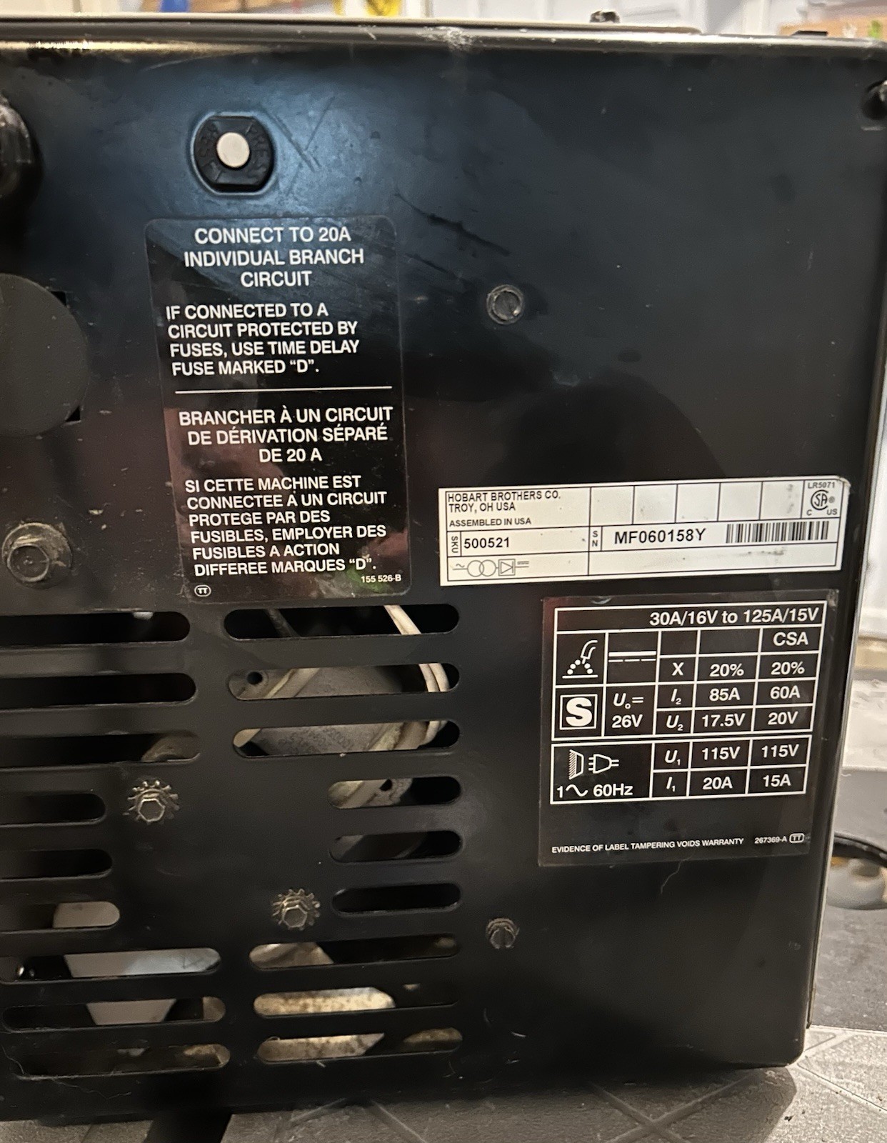 Hobart 125 EZ Flux-Cored Welder 115V 60Hz (Sku 500521) Tested Working