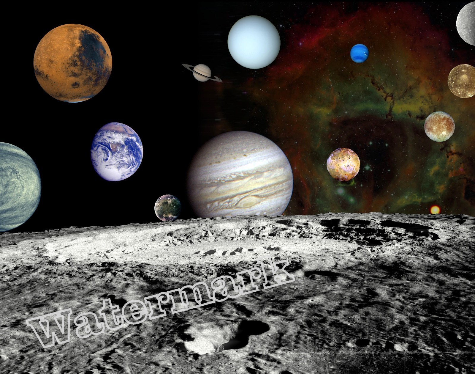 Photograph NASA Solar System Montage  Spacecraft Voyager of the Planets 11x14