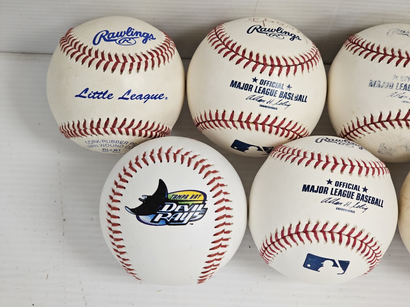 Mixed Lot of 7 Baseballs MLB Official Rawlings Devil Rays Cooperstown