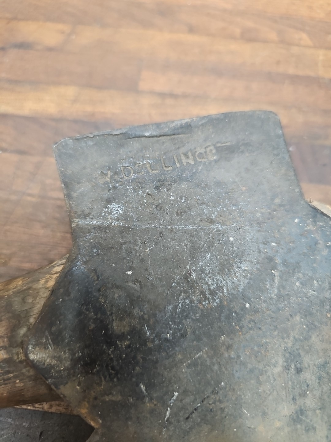 R22- Antique W. Dellinger Hand Forge Broad Axe - LANCASTER PA 1860s - 6 lb 8 oz