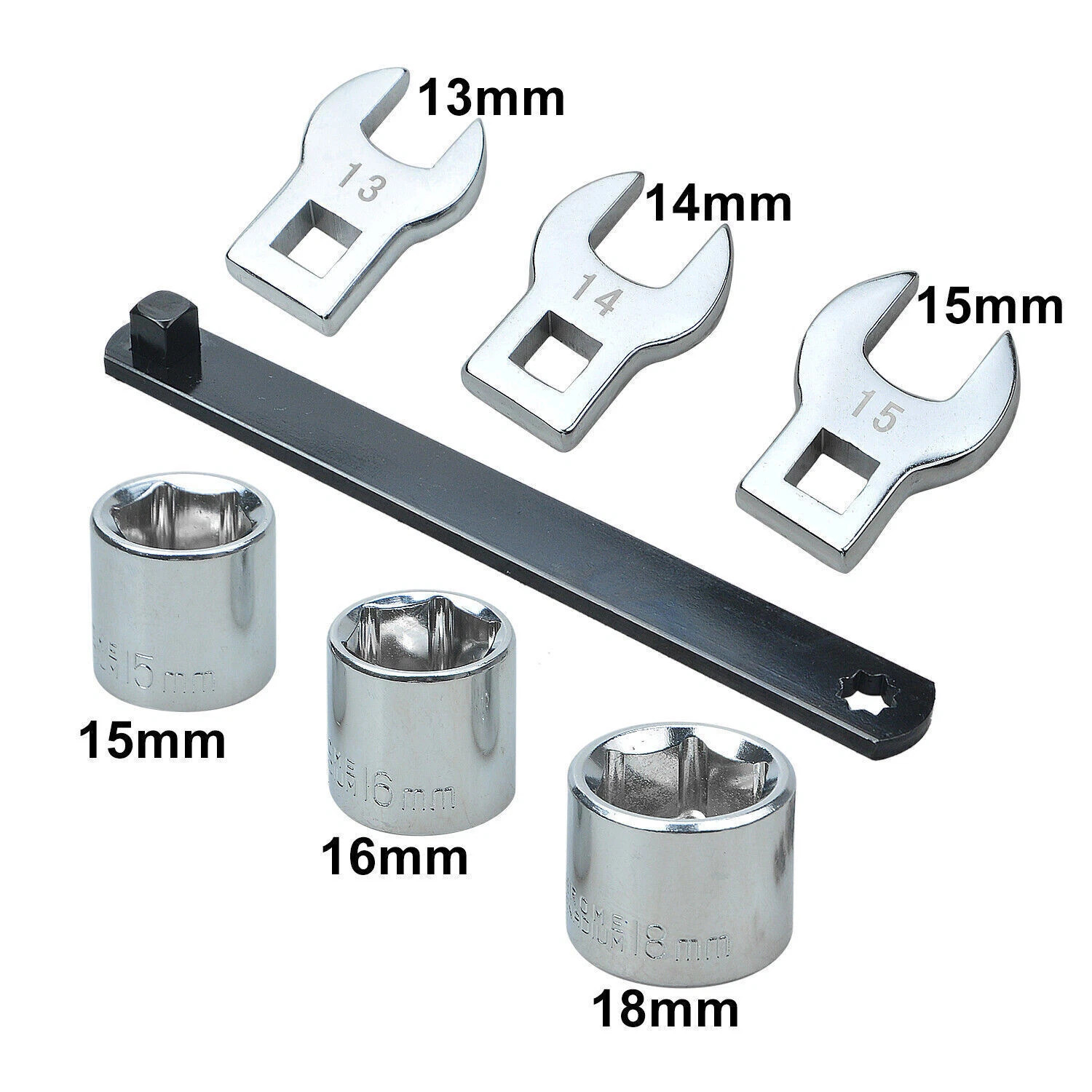 8PC Serpentine Belt Tension Tool 1/2" 3/8" Square Universal Belt Removal Wrech