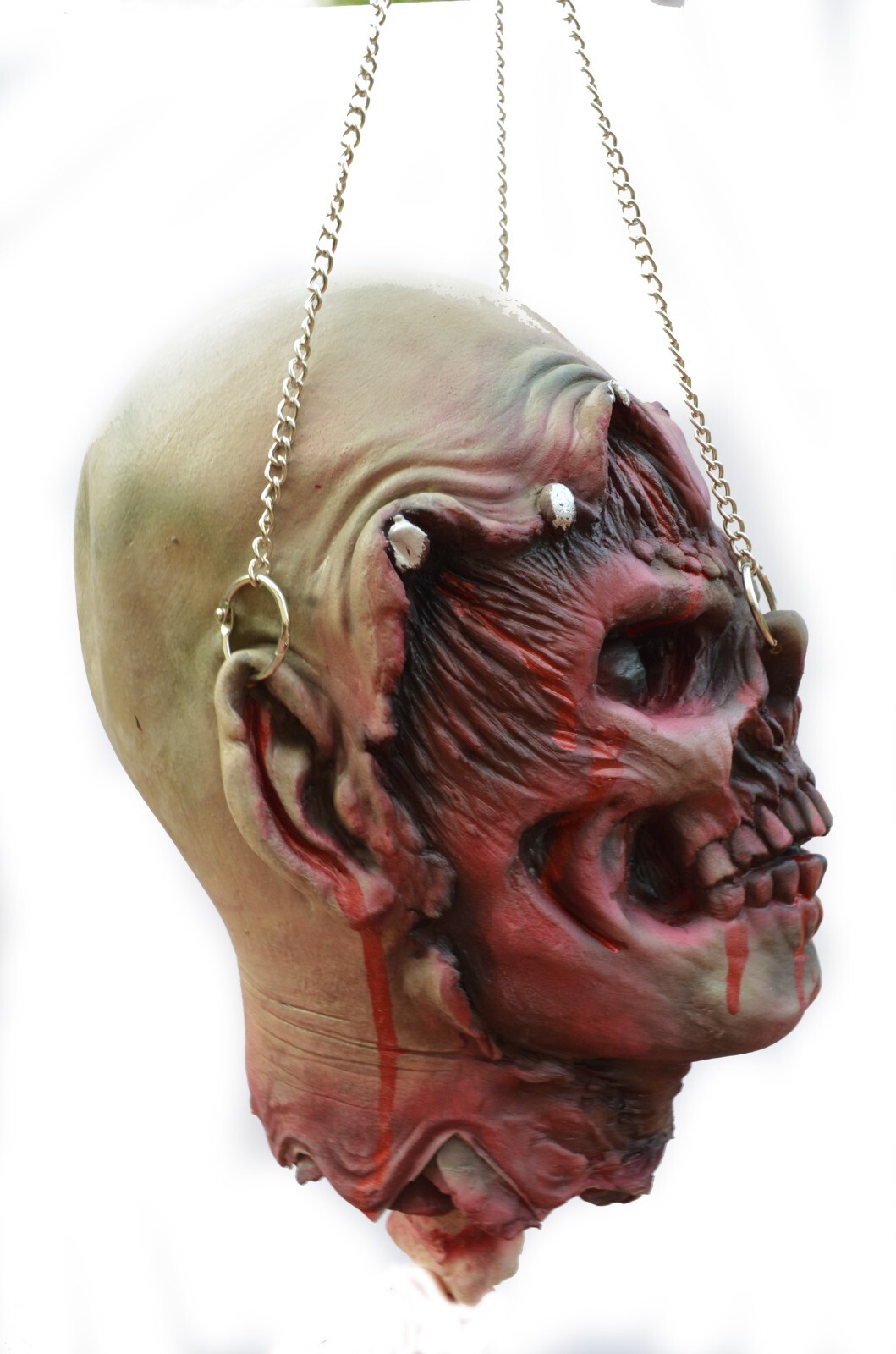 Life Size Halloween Props Scary Walking Dead Zombie Rotten Chained Head