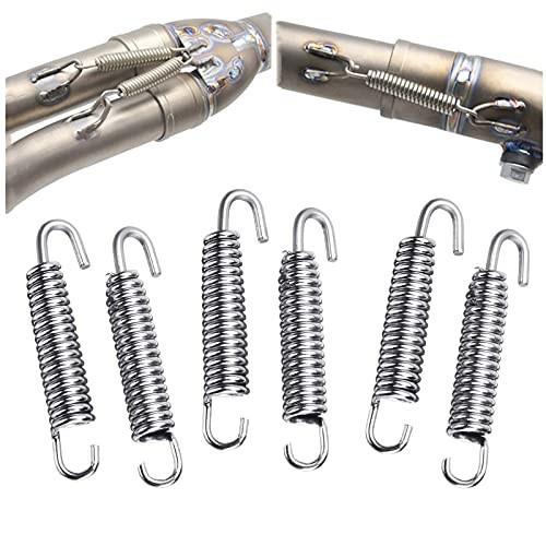 Motorcycle Exhaust Pipe Springs, 6Pcs Stainless Steel 65mm Motorcycle Silver