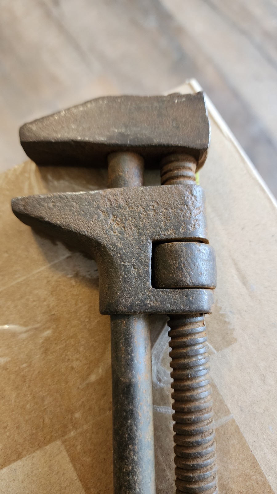 Antique Late 1800s Early 1900s Wrought Iron Twisted Handle Monkey Wrench. Rare