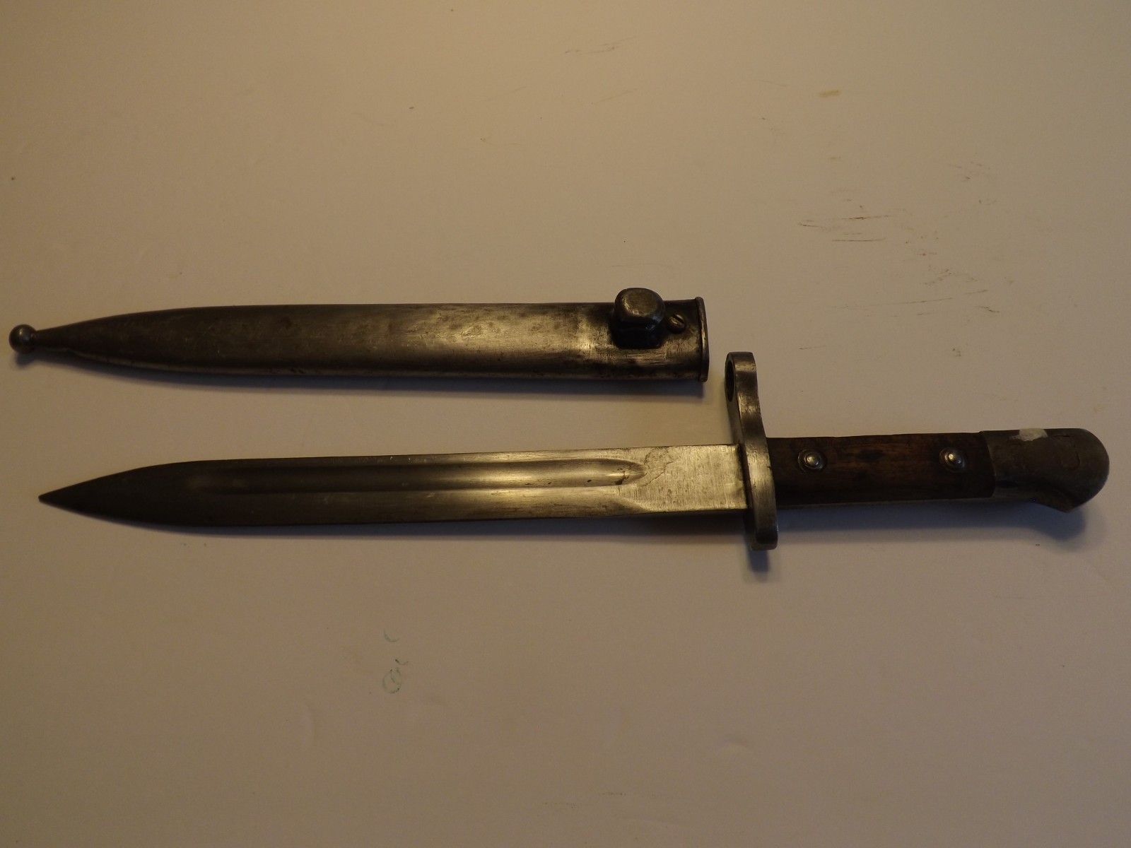 Vintage WWII M-1935 Turkish Mauser Bayonet  with Metal Scabbard-VG