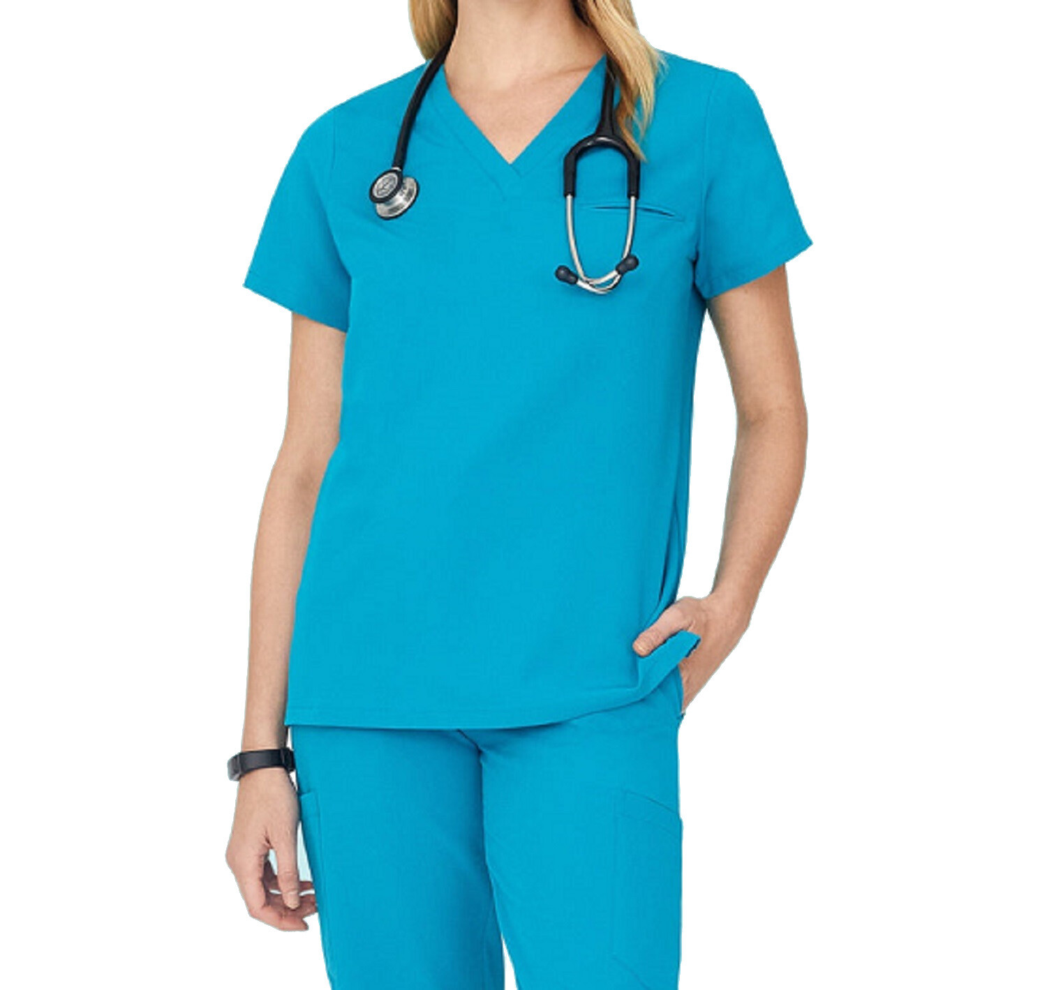 Women Scrub Top V Neck 2 Front Pockets Mandala TOP ONLY